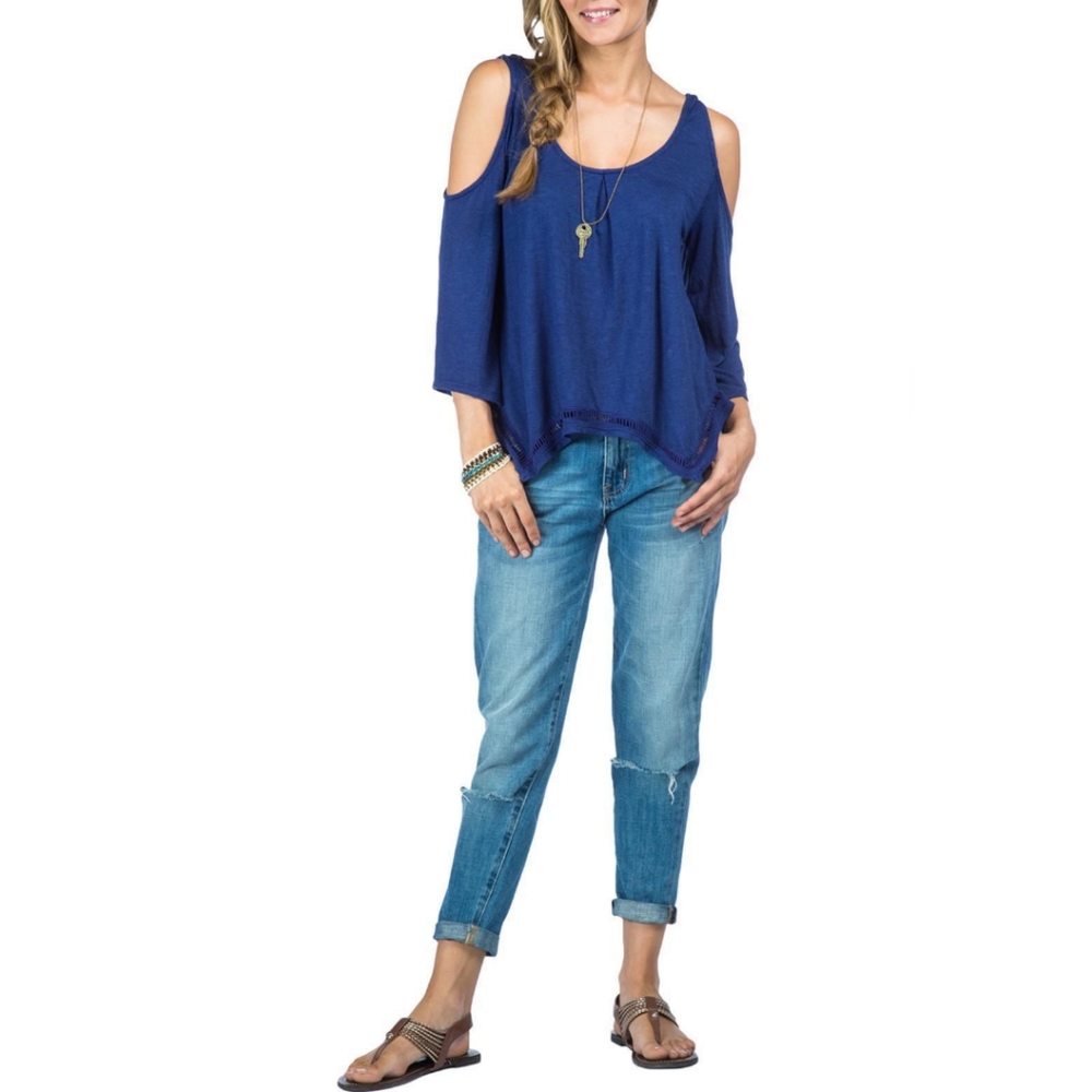 Green Dragon Blue Womens Size Cold Shoulder Top